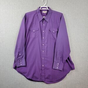 Vintage Sheplers Purple LS Pearl Snap Western Rodeo Shirt Men's Tall 20 37